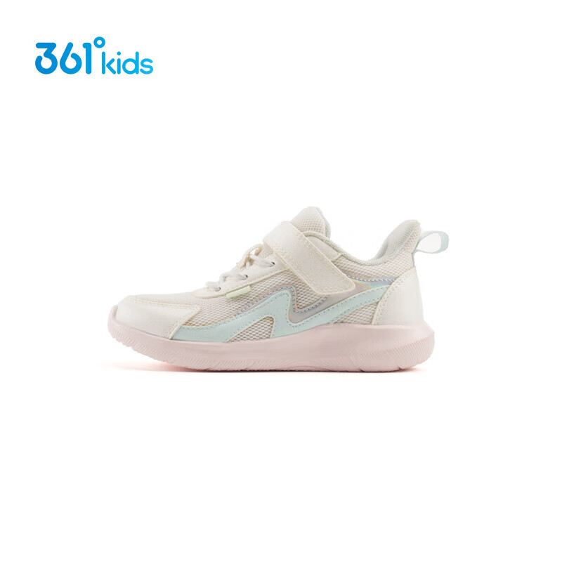 361° Children's Shoes, Girls' Sneakers, Spring And Autumn 2025, Lightweight And Breathable Casual Running Shoes for Young Children, White, Size 28