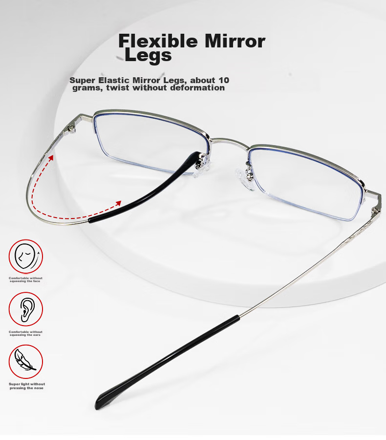 VGO Reading Glasses for Men And Women, Fashionable Ultra-Light High-Definition Anti-Blue Light Bifocal Glasses for Elderly, Model 9602 Black Silver 300 Degrees 6