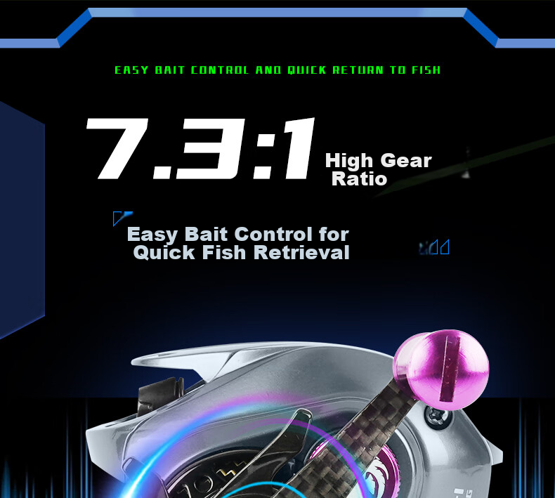 Erciyuan Lure Water Drop Reel, Lightweight Micro-Fishing Line Reel, Long-Distance Casting Magnetic Brake Anti-Explosion Fishing Reel, Purple Dragon, Right-Handed 7