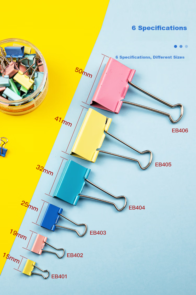 COMIX [Super Popular] 24 Pieces 41mm Binder Clips, 2# Large Size Paper Clips, Colorful Metal Document File Clips Stationery Office Supplies, 24 Pieces/tube EB405 4