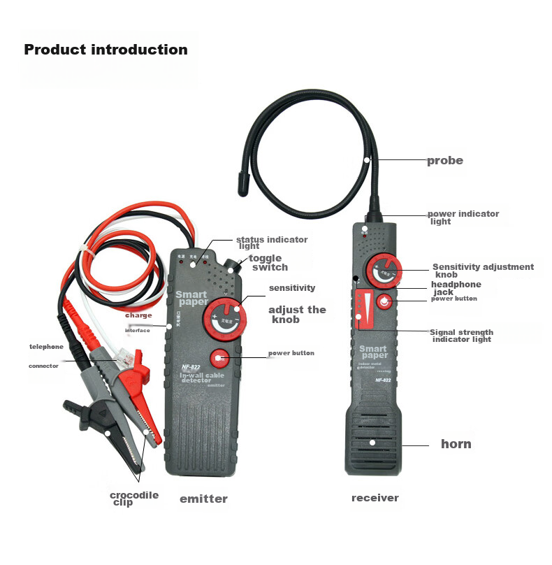 Jingmingshu NF-822 Cable Tracker, High-Sensitivity Anti-Interference Wire Detector for Wall Cables, Can Locate Hidden Power Cables 8