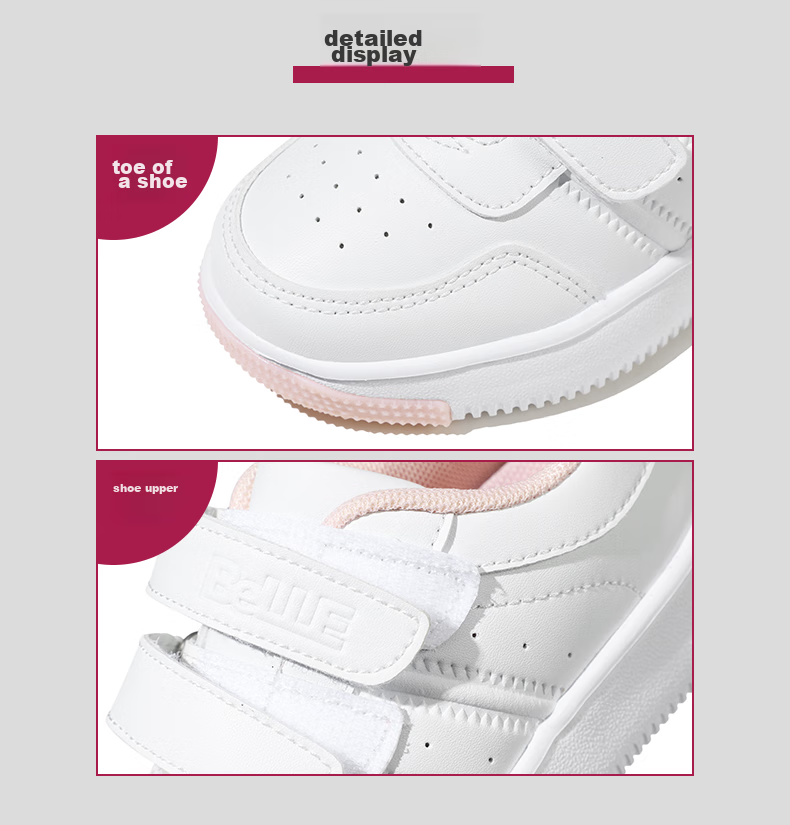 Belle Children's Shoes, Kids' Sneakers, White Shoes for Boys And Girls, Breathable Sports Shoes, Spring And Autumn School Casual Shoes, White Color, Size 37 13