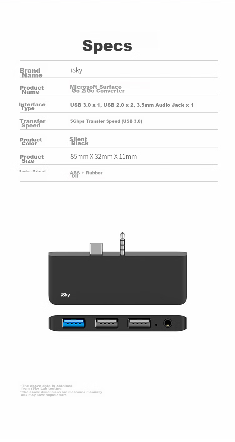 Isky Microsoft Surface Go4/Go3/Go2/Go Docking Station, Type-C Converter, USB-C to 3-Port Hub, Laptop And Tablet Expansion Dock 4