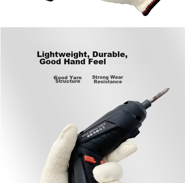 Shengfang Labor Protection Cotton Work Gloves, Fine Yarn Reinforced, Thickened, Non-Slip, Wear-Resistant, for Construction Sites And Workshops, 600 Black, 12 Pairs 5