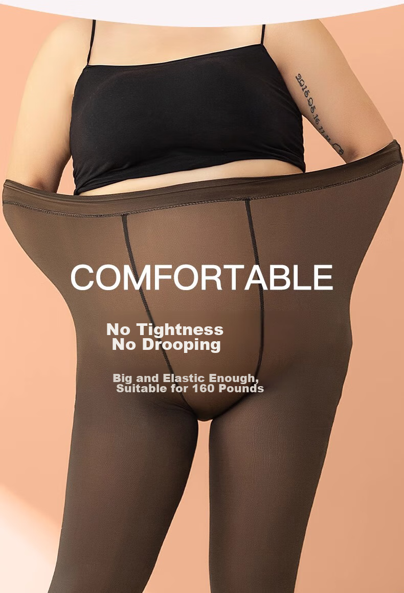 LangSha Women's Plus Size Leggings for Autumn And Winter, Fleece-Lined, Sheer-Looking, Single-Layer Seamless Skin-Tight Pantyhose 6