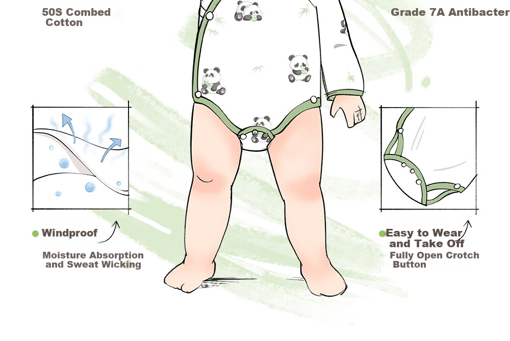 Beitaisi Baby Clothes, Spring And Summer Long-Sleeve Bodysuit, Newborn Infant Belly Protection Clothing, Small Age Pure Cotton Onesie 6