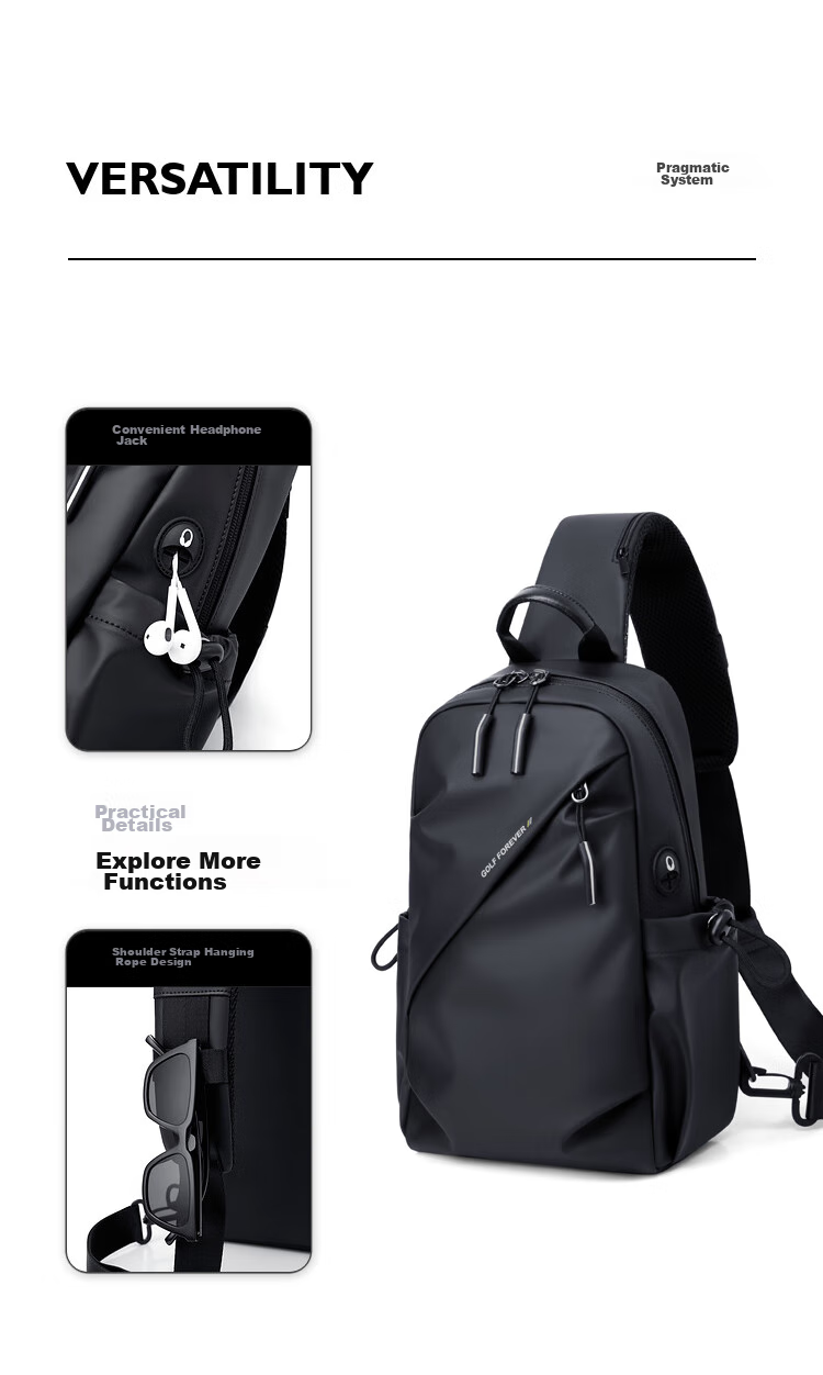 GOLF Chest Bag, Men's Casual Crossbody Bag, Multifunctional Sports Shoulder Bag, Detachable Arm Bag, Water-Resistant, IPad And Phone Pouch 13