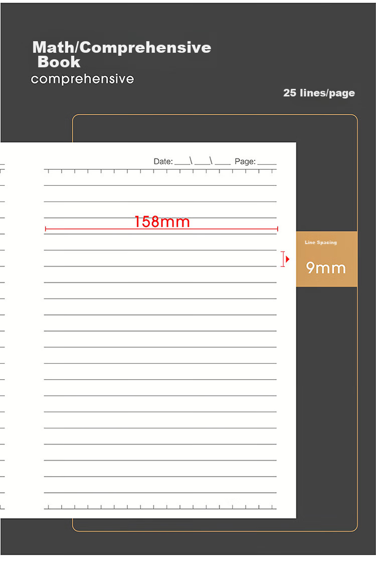 Jinlongxing [5-Pack] Kraft Paper Subject Notebooks B5 for Middle And High School Students, Classroom Error Correction Books, Homework Books, Notebooks, Journals, Comprehensive Notebooks, 5-Pack Set 6737 19