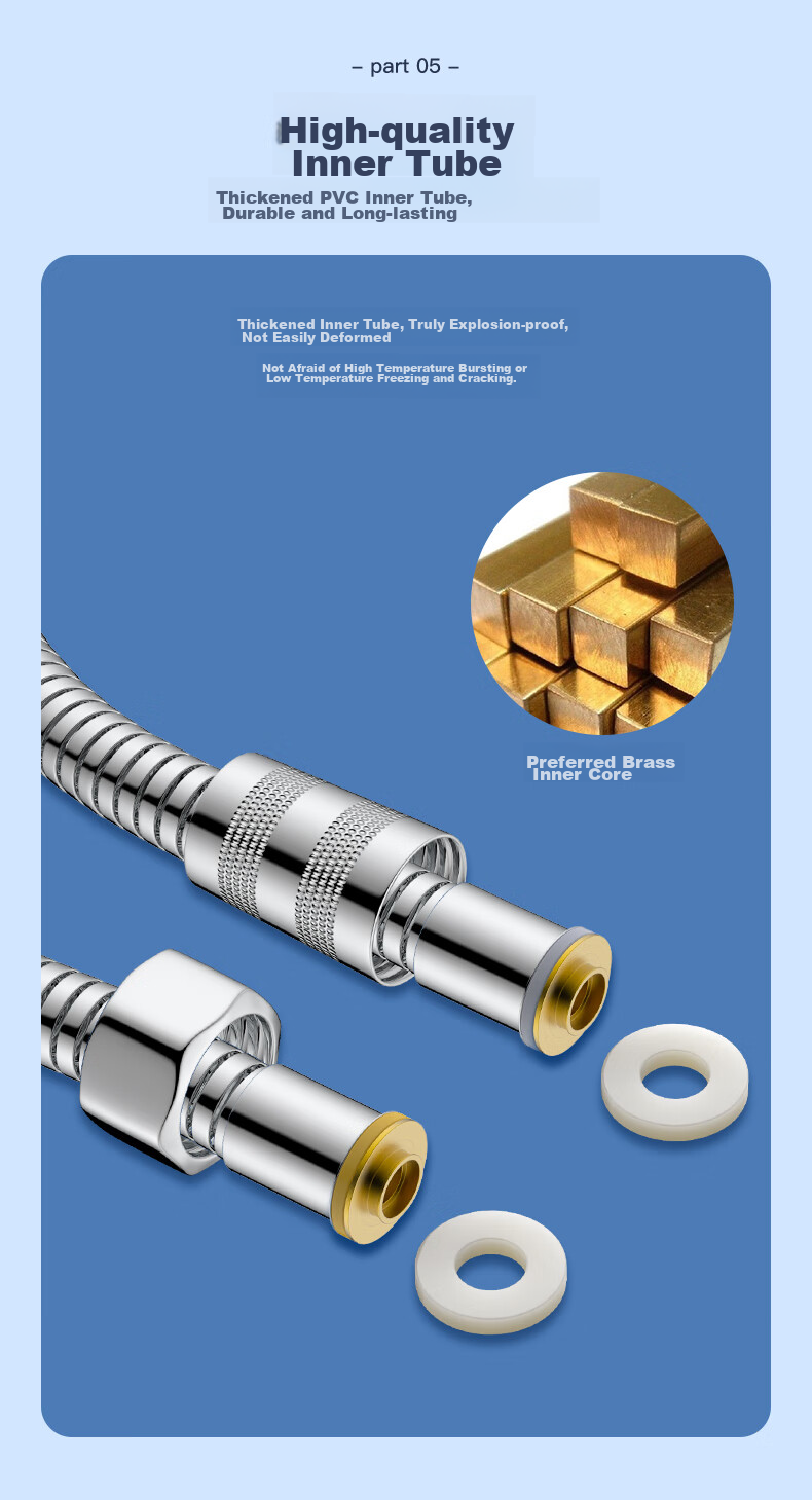 KEGOO K06044 Shower Hose, 1.5 Meters Stainless Steel, Anti-Explosion And Anti-Tangling Water Pipe for Shower Head 9