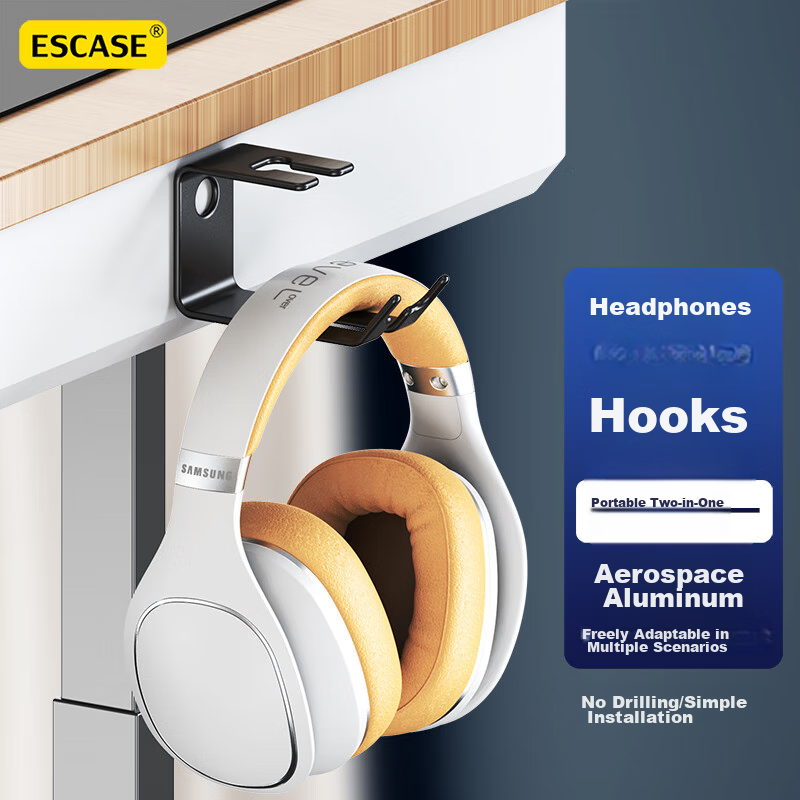 ESCASE Headphone Stand, Creative Earphone Holder, Headset Bracket, Multi-Functional Computer Stand, Razer Display Rack, Earphone Accessory, Desktop Model, Black