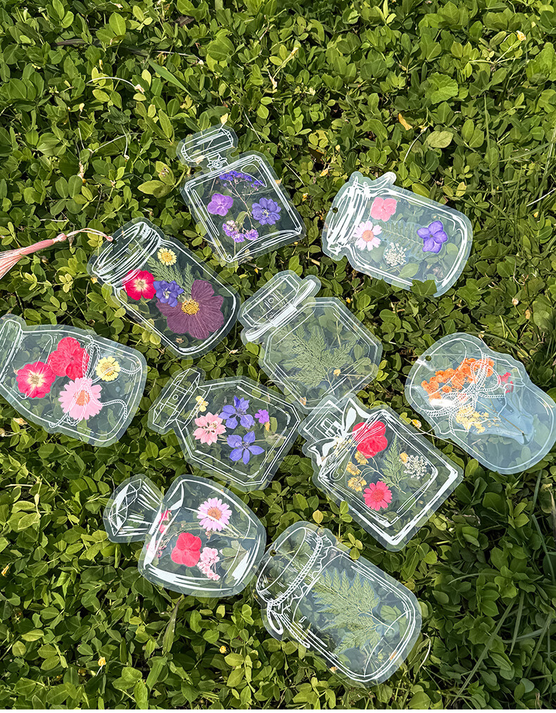 Tianse Transparent Dried Flower Bookmarks Handmade DIY Material Kit Leaf Specimen Laminated Plant Pressed Petals Back to School Set 20 Sheets TS-6132 28
