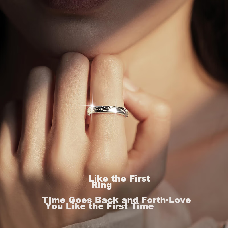 MANHE S999 Sterling Silver Couple Rings, One Pair of Engagement Diamond Rings, Adjustable Women's And Men's Birth Ring, Valentine's Day Gift