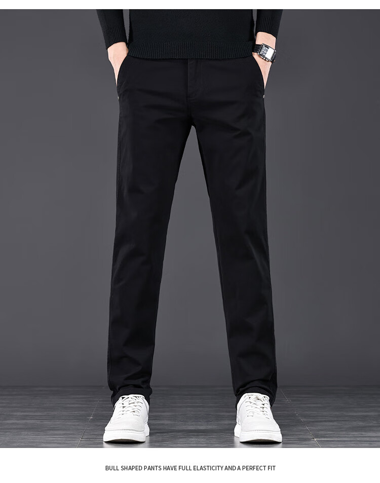 JEEP High-End Men's Casual Pants, New Spring 2026 Style, Loose Straight-Leg, Light Business Pure Cotton Trousers for Me 11
