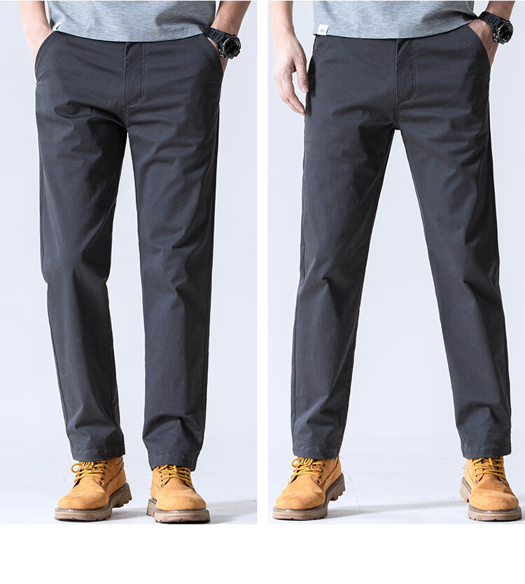 JEEP SPIRIT Men's Casual Pants, Spring Loose Straight-Leg Trousers, Men's Business Long Pants, Dark Gray, Size 28 5