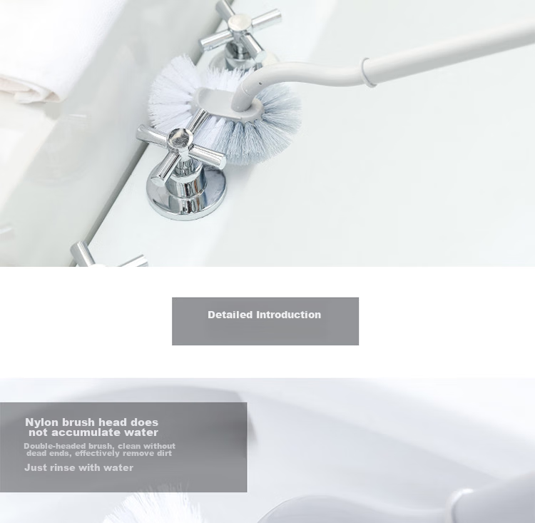 FOOJO Toilet Brush Set of 2, Gray, No Dead Angle, Long Handle Cleaning Brush, S-Shaped Toilet Brush, Wall-Mounted 10
