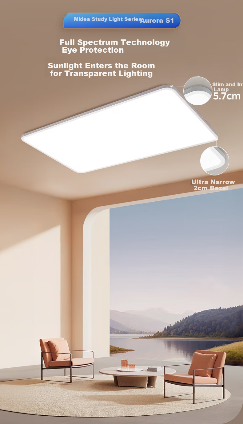 Midea LED Ceiling Light for Living Room, Dining Room, Bedroom, Smart Control Eye Protection Full Spectrum Aurora S1 Square Light with Installation Included 2