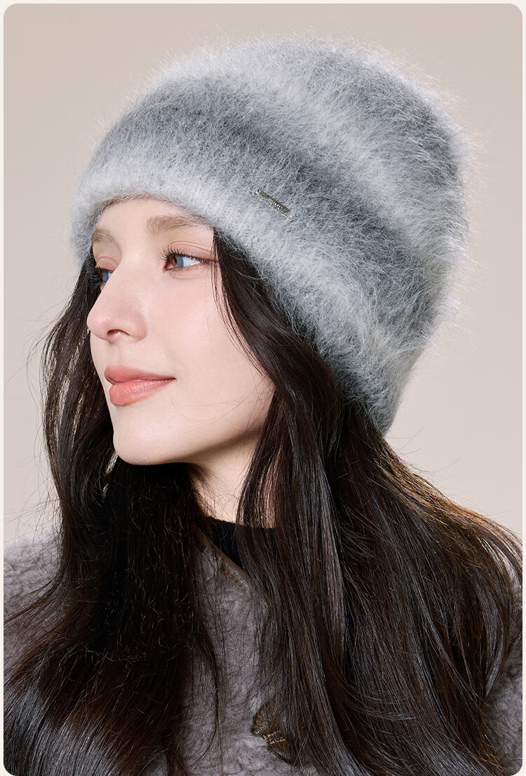 JIUMU Alpaca Wool Warm Knitted Beanie Autumn Winter Cold Weather Outdoor Ear Protection Hat for Women 4