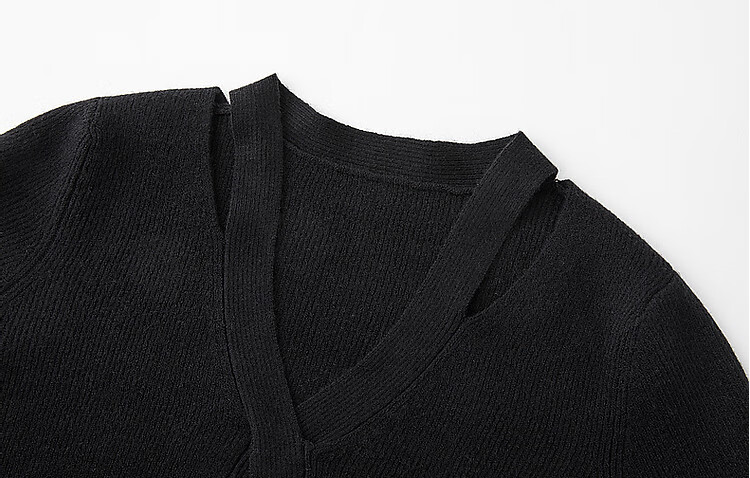 Dme Elegant Petite Woman Spring Autumn Sexy Hollow Out Cable Knit V-Neck Slim Yarn Sweater Top for Women 4
