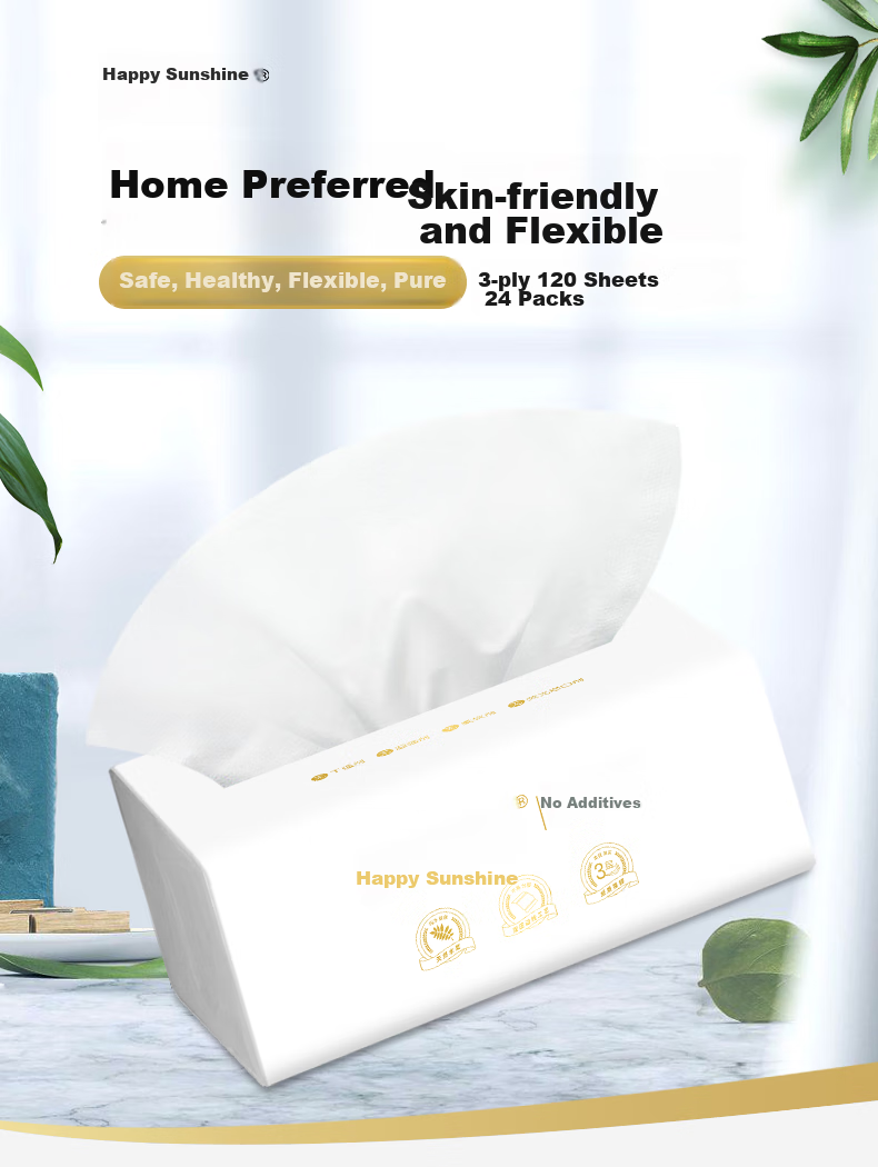 Sunelement Facial Tissues, No Additives Series, 3-Ply 120 Sheets * 24 Packs, Economical Household Pack for Napkins, Face Towels And Hand Wipes 2