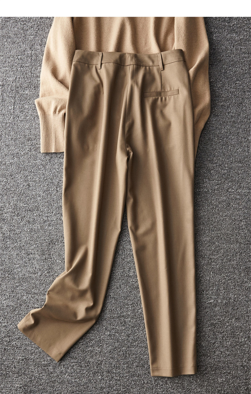 Dme Cropped Pants for Spring And Autumn, New Straight-Leg Suit Pants with Fake Pockets, Casual Trousers for Women, Khaki, S 69