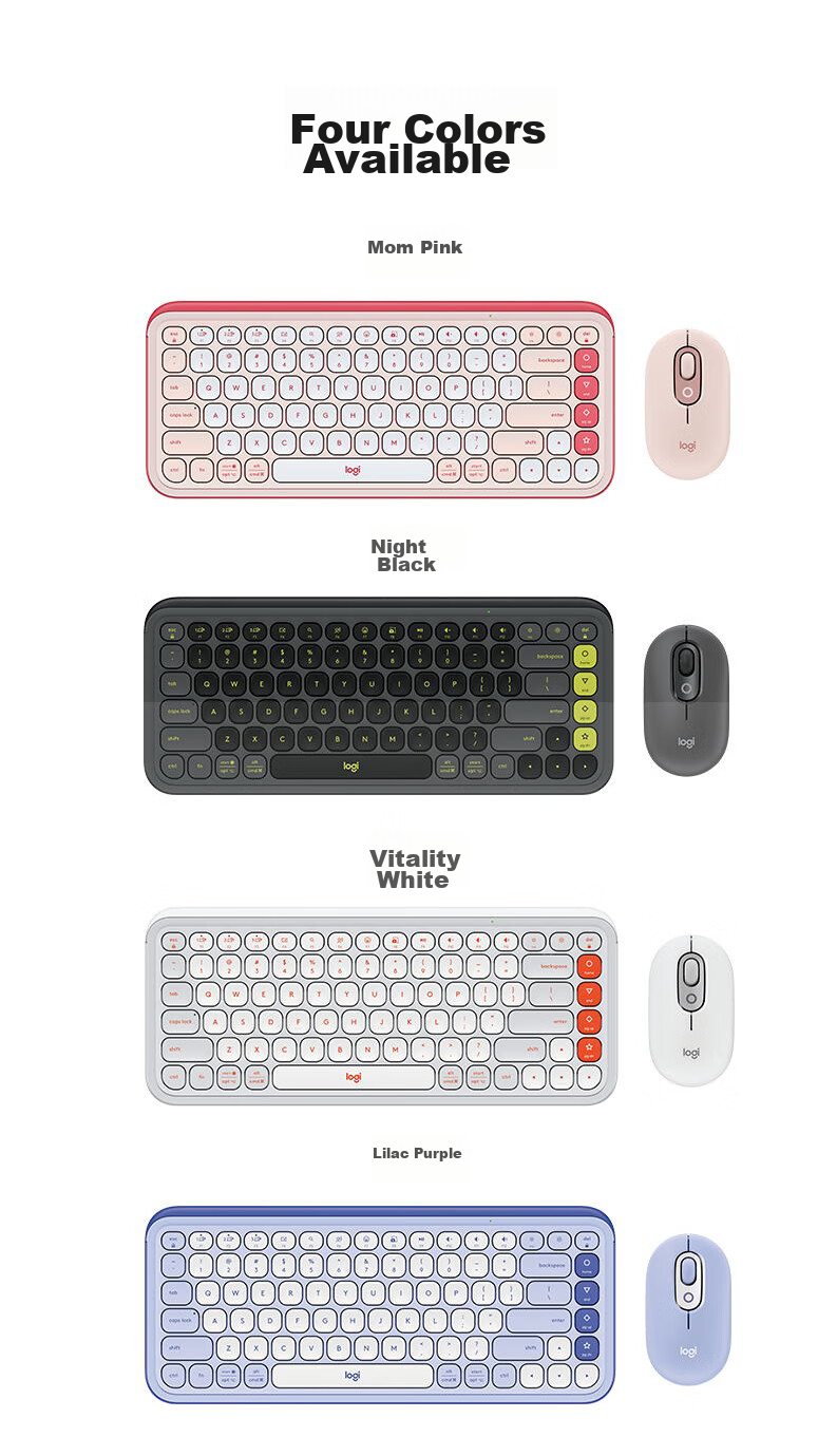 Logitech POP ICON COMBO Wireless Keyboard And Mouse Combo Set with Dual-Mode Connection, Customizable Buttons, Three-Device Pairing, Pink 3