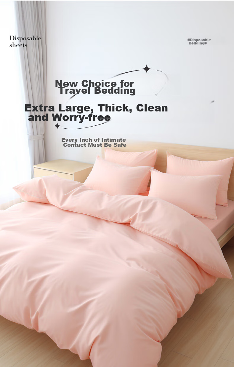 JAJALIN Disposable Bed Sheet And Duvet Set for Train Sleeper, Hotel, Travel Soft Bed, Hygienic Three-Piece Set, Thickened Portable Travel Kit 7