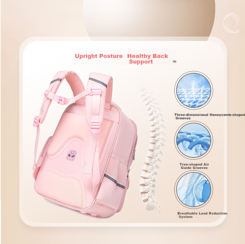 SNOOPY Elementary School Backpack Lightweight Children's Spine-Protecting Load-Reducing Shoulder Bag for Grades 4-6, Large Pink Size 5