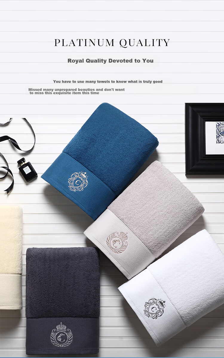 Canasin Five-Star Hotel Pure Cotton Large Bath Towel, Crown Embroidery, Thickened Absorbent Bath Towel for Men And Women, White, 150*80cm 2