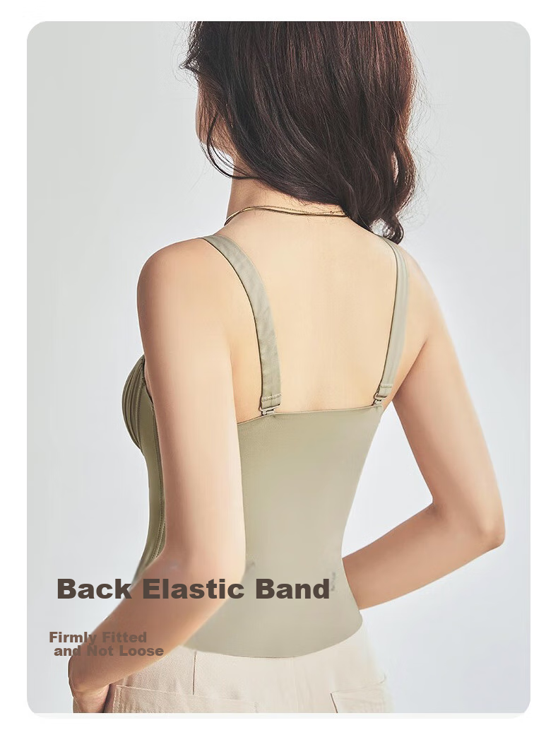 MiiOW Women's Spaghetti Strap Tank Top Summer [Ice Silk Cool Feel with Chest Pads Inner Wear] Beautiful Back Design Can Be Worn As Outerwear Undershirt to Conceal Side Boob 10