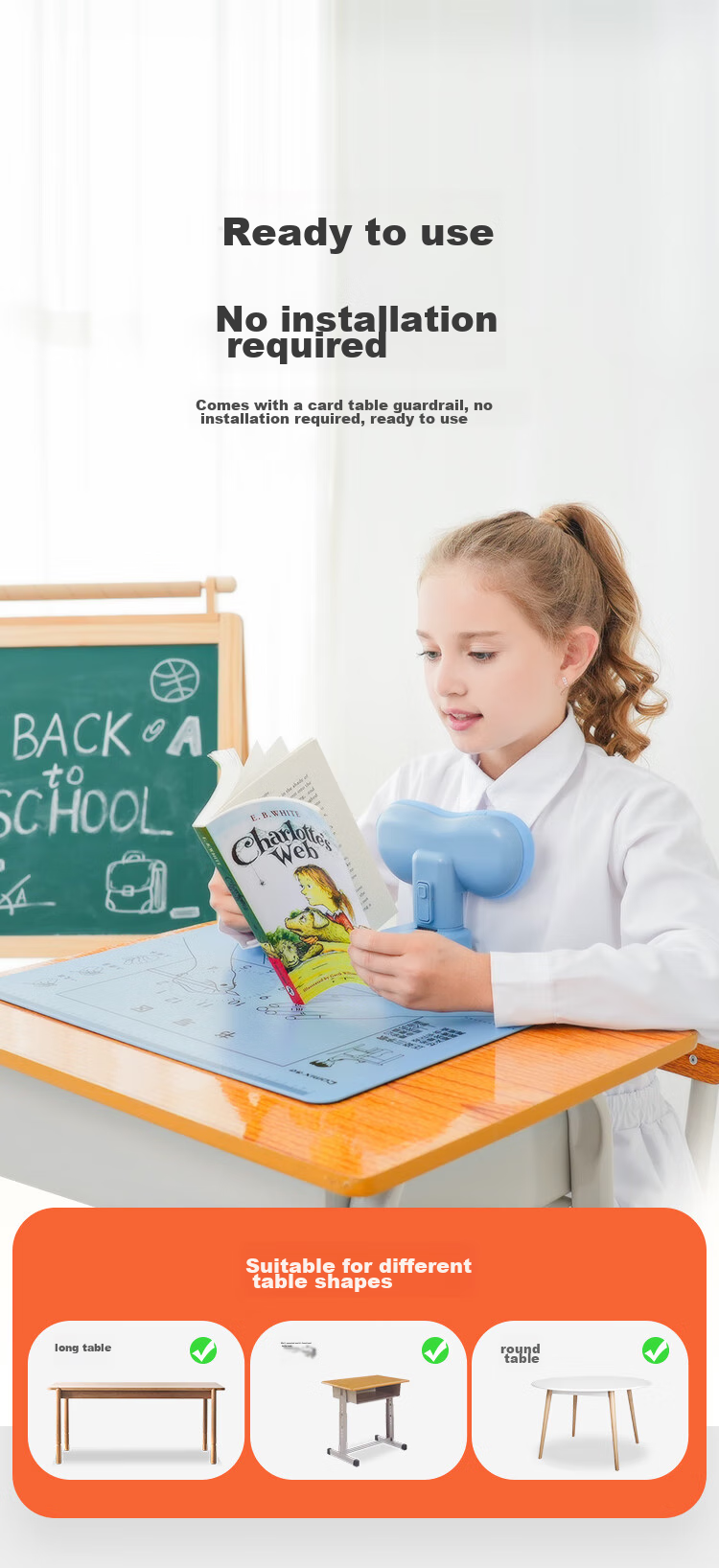 COMIX Children's Posture Corrector Desk Stand, Student Learning Posture Corrector to Prevent Hunching, Posture Correction Device for Writing, Anti-Curved Spine Children's Gift XS-61 Blue 5