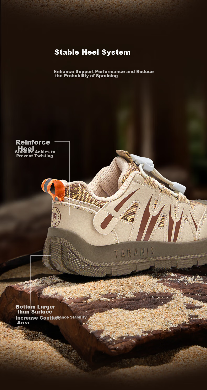 TARANIS Children's Shoes, Spring Kids' Sneakers, Boys And Girls Wear-Resistant Non-Slip Outdoor Hiking And Mountaineering Shoes, Dark Brown, Size 31 6