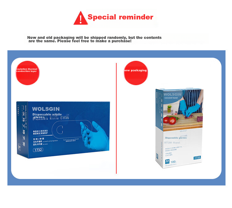 WOLSGIN Disposable Nitrile Gloves, Thickened for Industrial Manufacturing And Laboratory Use, K20 Extra Thick Blue 12-Inch Nitrile, 100 Pieces/box, Small Size 1