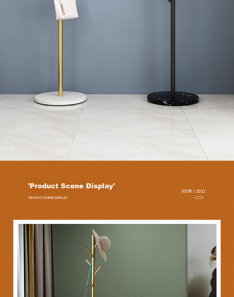 Jialiren Coat Rack, Floor-Standing Clothes Hanger, Luxury Marble Plate, Bedroom Living Room Corner Standing Hook, Coat Rod, Bag Rack 16