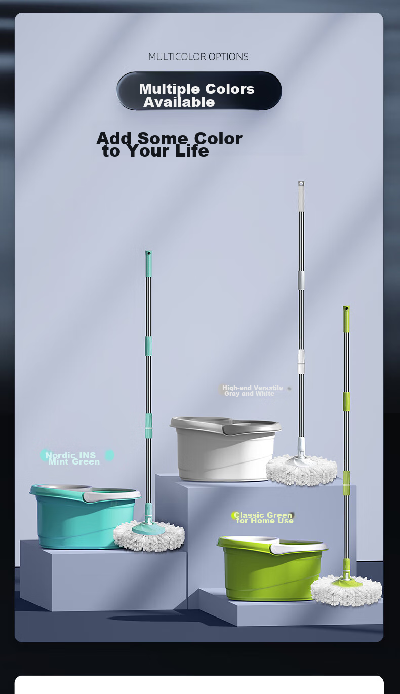 Good Wife 38cm Spin Mop with 2 Mop Heads, Dual-Drive Hydraulic Rod, Effort-Saving, Hands-Free Wet and Dry Cleaning 17