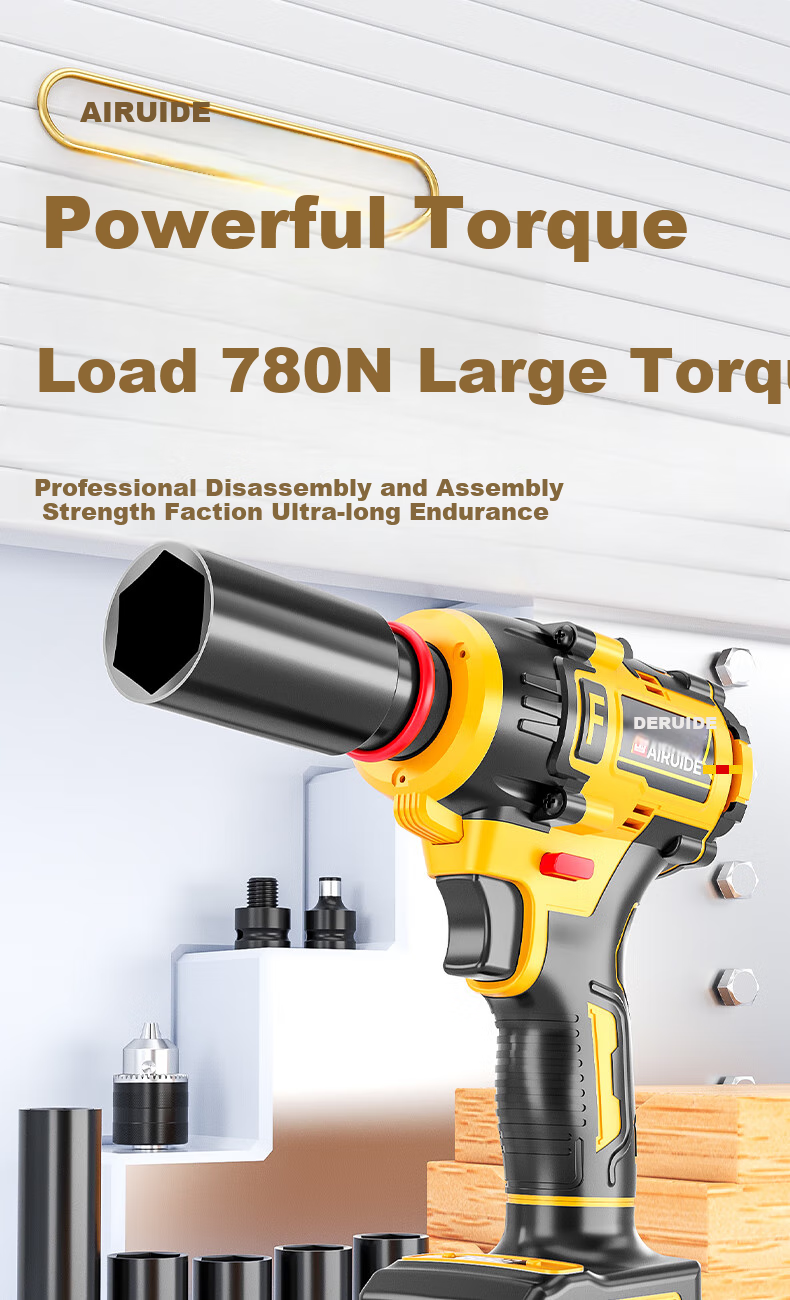 Airuide 780N Lithium Battery Electric Wrench, High Torque Brushless Electric Wrench, Impact Wrench, Electric Drill, Pneumatic Impact Wrench, Socket Set, Power Tool 1