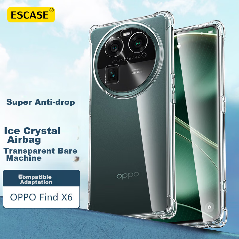 Чехол для телефона ESCAPE для OPPO Find X6, противоударный, прозрачный, силиконовый, с защитой камеры, унисекс, с отверстием для шнурка, прозрачно-белый