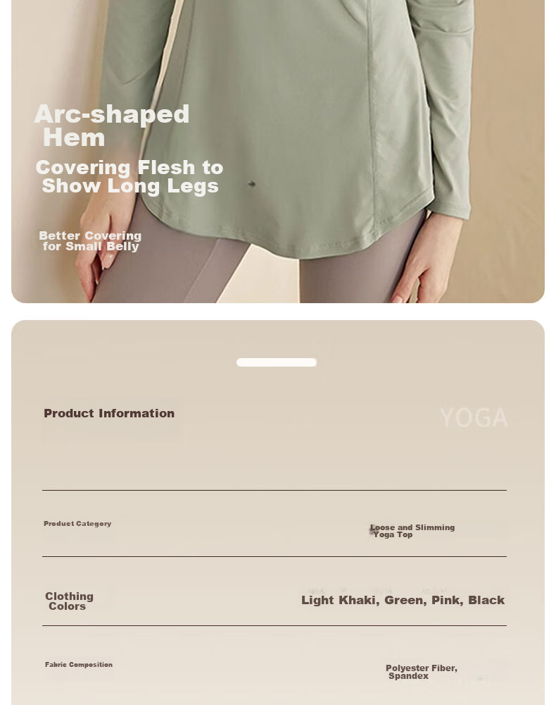 XUEXIMAN Yoga Wear Sports Top for Women, Spring And Autumn Quick-Dry Long-Sleeve T-Shirt, Mid-Length, Hip-Covering, Slimming, Breathable, for Running And Fitness 8
