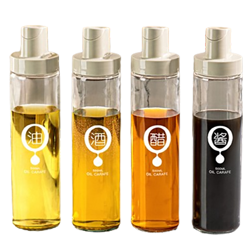 Jingmao Glass Oil Dispenser Automatic Open-Close Leak-Proof Large Capacity Soy Sauce and Sesame Oil Bottle for Home Use
