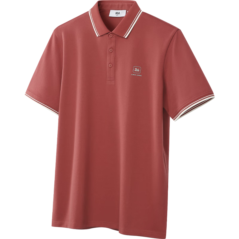 HLA Short-Sleeve Polo Shirt for Men, Zhonghua Dragon Series, Turn-Down Collar, Large Size, Cool-Feeling Short Sleeves for Me