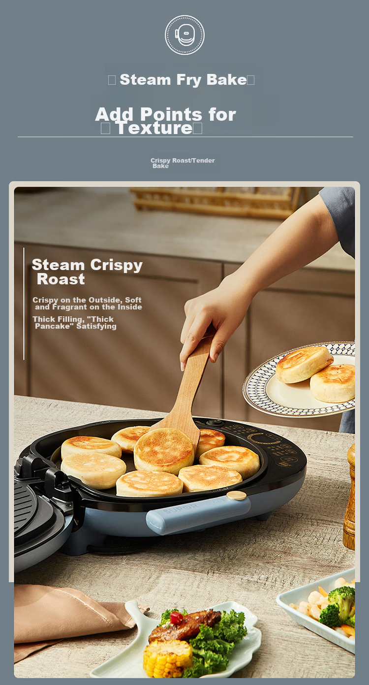 SUPOR Electric Griddle, Removable Upper And Lower Plates for Cleaning, Household Double-Sided Heating Sandwich Maker, Breakfast Machine, Multifunctional Steam Frying And Baking Machine, Electric Pancake Maker, Touch Control Smart JD30RQ859 10