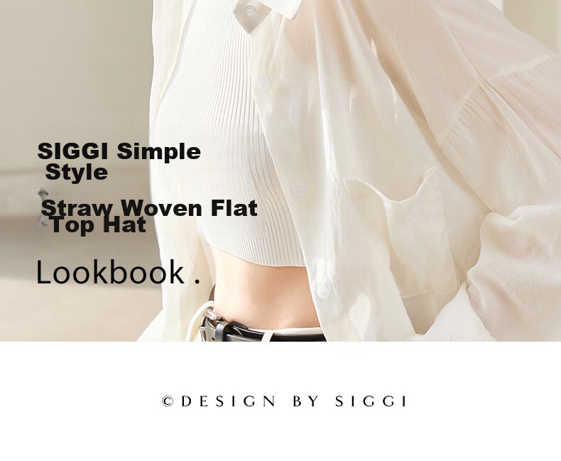 Siggi Straw Hat for Women, Summer Sun Protection UV-Resistant Flat Brim Hat, Sunscreen Cap, Flat Top Hat, Sun Visor, Gift for Wome 2