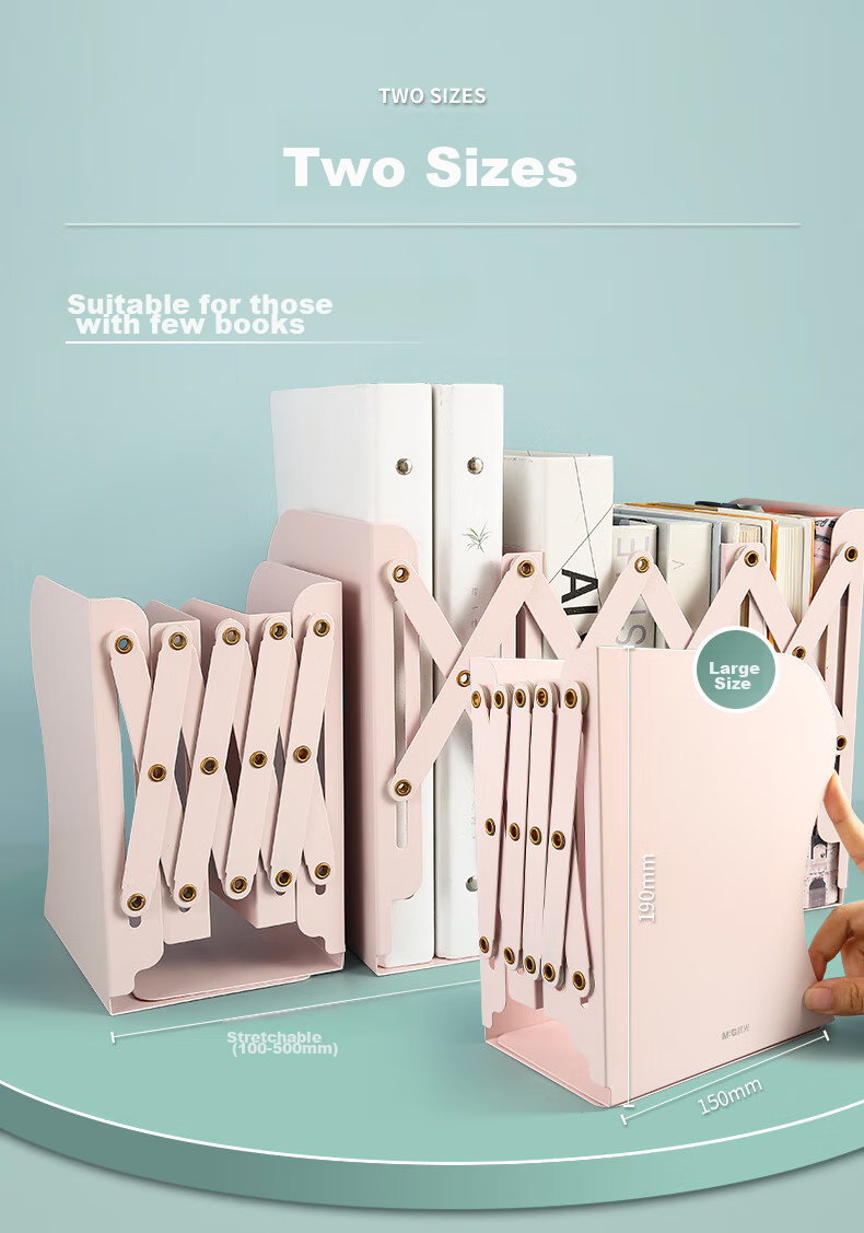 M&G 50cm Extendable Desktop Bookend, Simple Metal Storage Shelf for Desk, Large Bookend, Cherry Blossom Pink ABS917C537 6