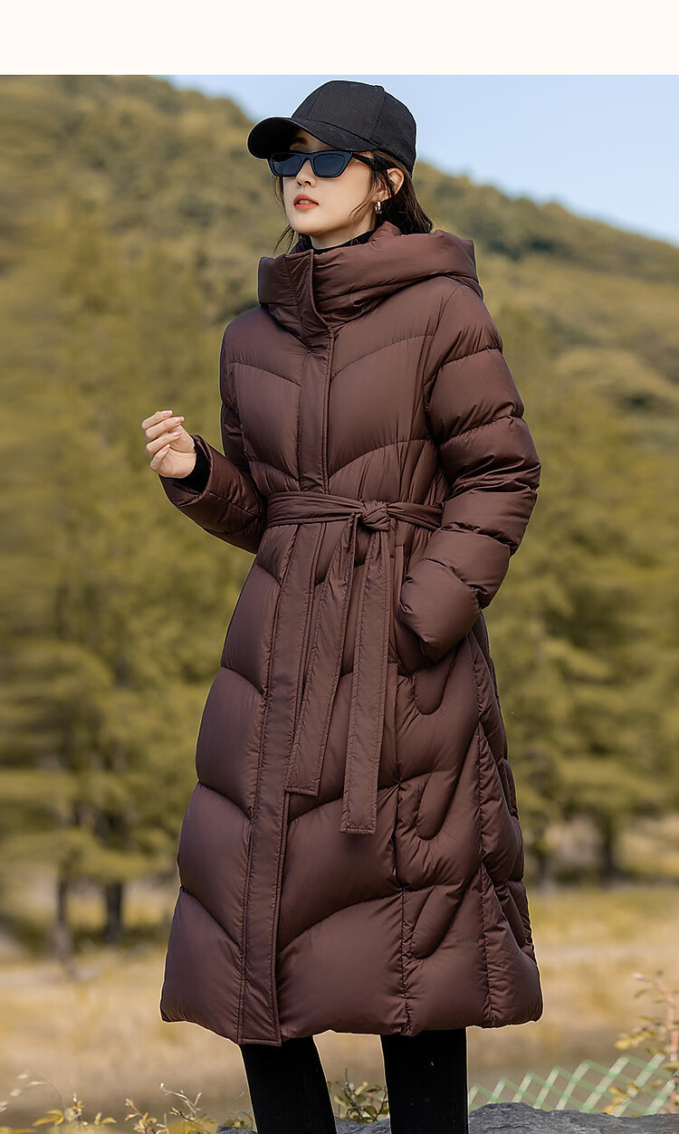 Dme [Hide in Sunroom] Winter 400T Spring 90% Down Filling Wavy Pattern Hooded down Jacket for Wome 15