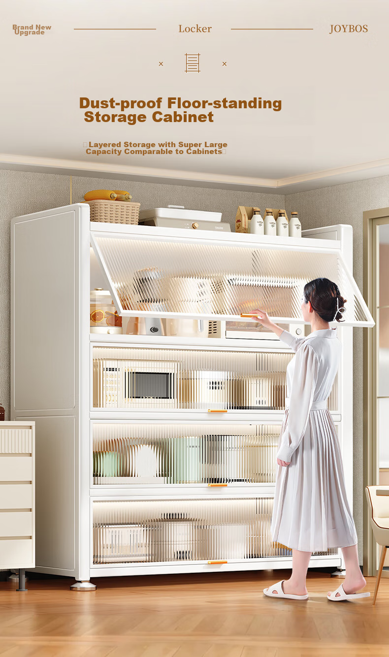 Jiabangshou Kitchen Utensil Storage Rack, Floor-Standing Microwave Oven Organizer, Multi-Layer Dustproof Storage Cabinet, Multifunctional Cupboard, Length 80cm 1