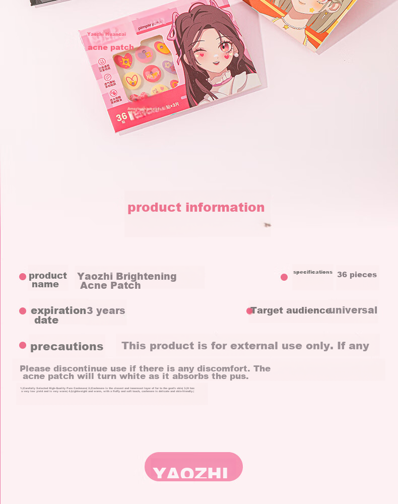 Yaozhi Acne Patch for Women, Concealing, Lightweight, Waterproof, Breathable, Gentle, Soothing, Acne-Fighting, Day And Night Use, Guima Jingling, 36 Patches 21