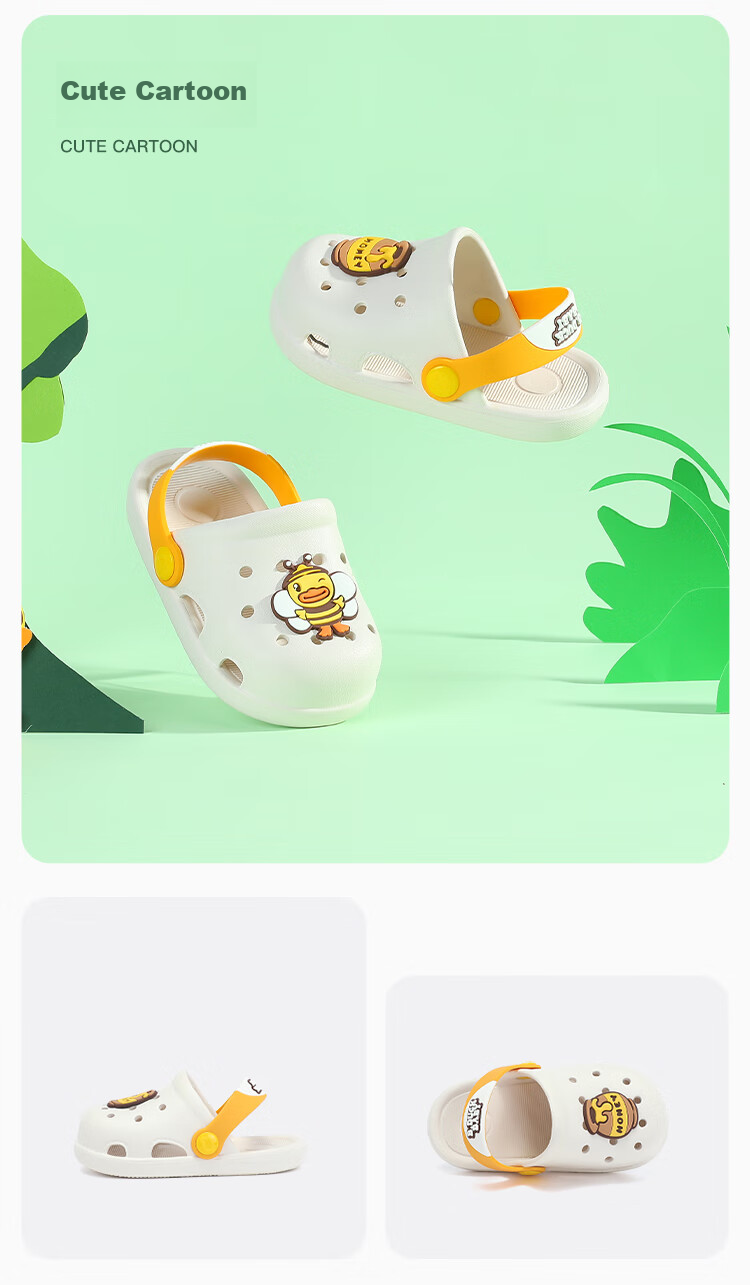B.Duck Children's Slippers, Boys' Sandals, Kids' Clogs, Girls' Shoes, Home Slippers, BY1310905, Yellow, Size 26 15