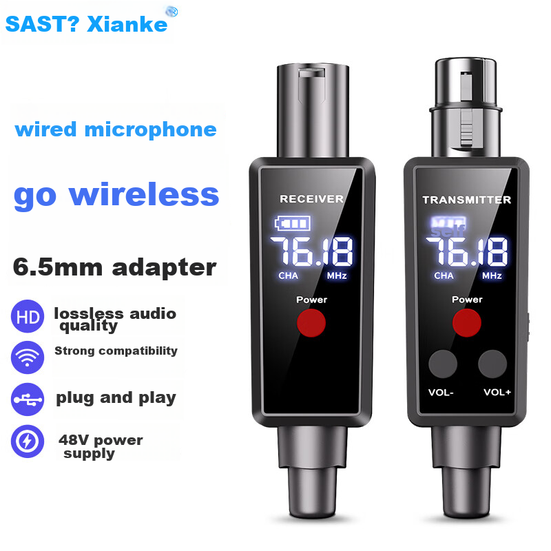 SAST K22 Microphone Wired to Wireless Dynamic Microphone, Capacitor Tuned Transmitter And Receiver for Musical Instruments And Audio Equipment, Wired to Wireless Transmitter And Receiver