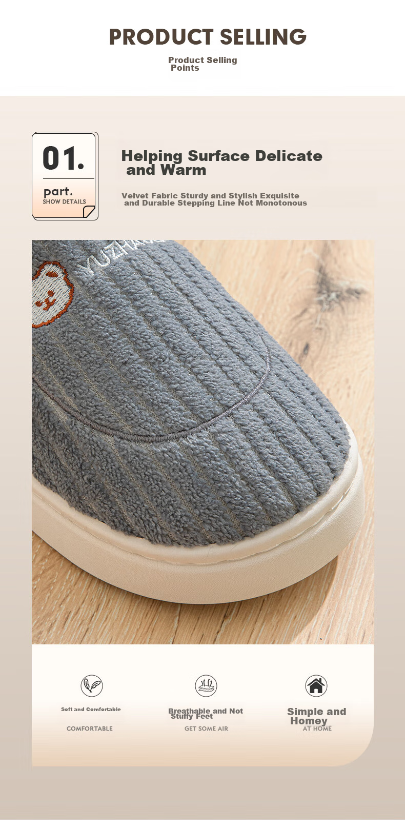 YUZHAOLIN Cotton Slippers Unisex Winter Indoor Thick Sole Soft Warm Postpartum Cotton Shoes YG307 6