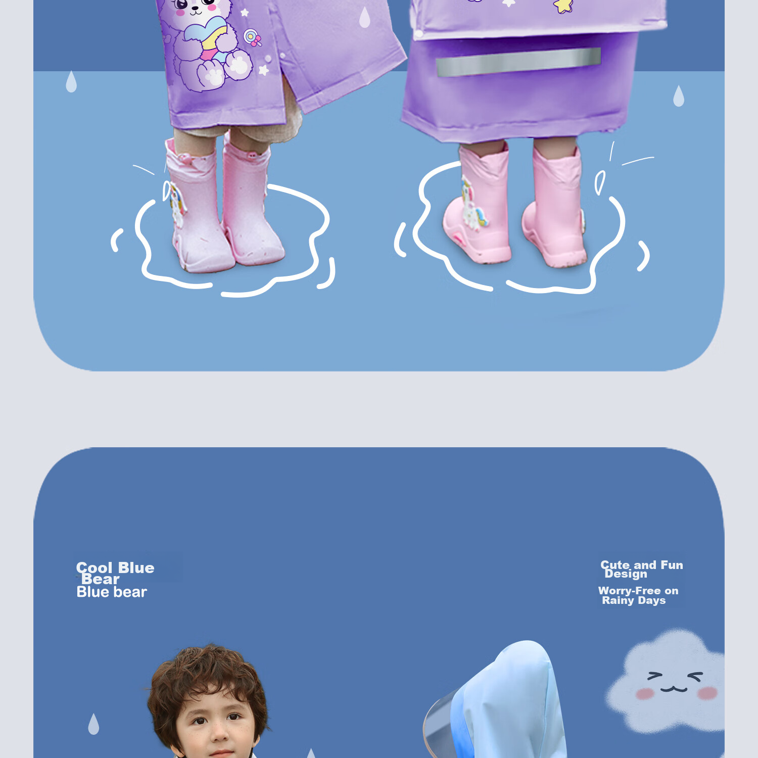 Moremerry Children's Raincoat for Boys And Girls, Full-Body Waterproof with Backpack Space, Elementary School Students' Specialized Rain Poncho, Little Dolphin Design, Size 3XL 26
