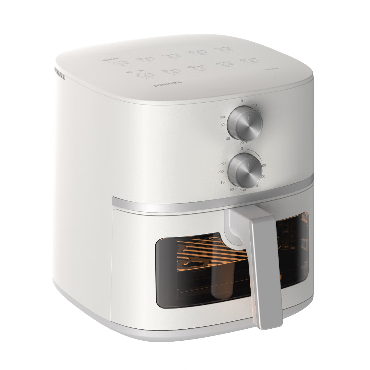 TOSHIBA Second Generation Cyclone Base, Air Fryer Shark Fin Fan Blades, Low Oil Light Fat Non-Stick, Dual Knob Operation, 5L Air Fryer AF-50KHUC